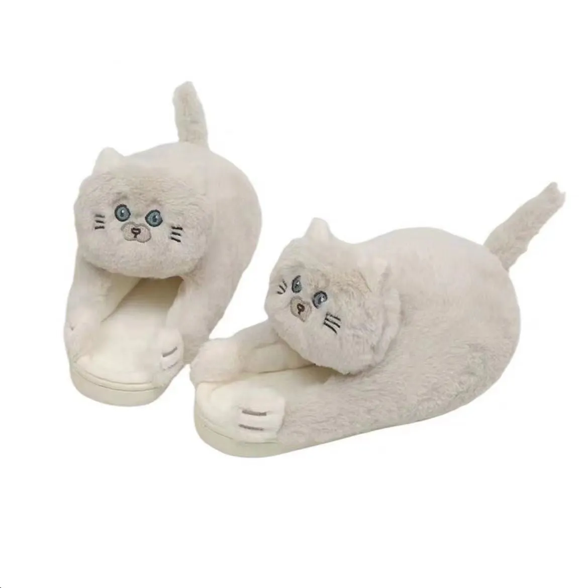 Winter Cat Plush Slippers for Adults: Unisex