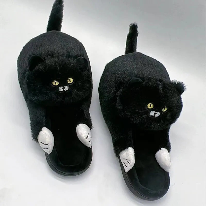 Winter Cat Plush Slippers for Adults: Unisex