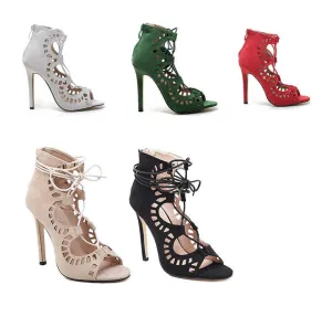 Women Sandals Brand Gladiator High Heels Open Toe Cut Outs Women Shoes Lace Up Shoes Woman Pumps Sandalias Mujer