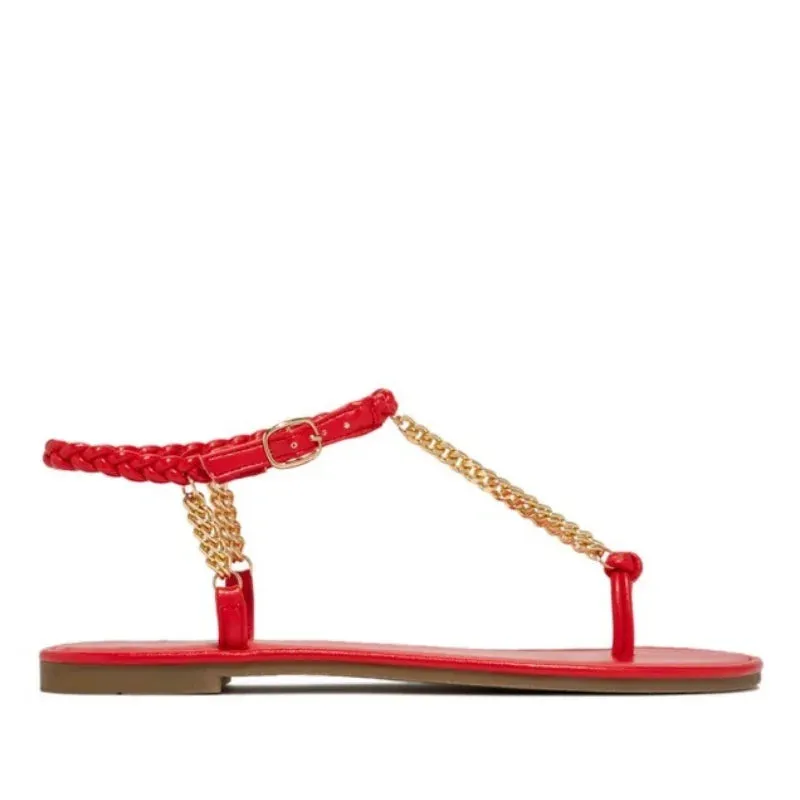 Women Sandals Summer Fashion Jelly Flip Flops Non-slip Flat Sandals Woman Metal Chain Shoes Woman