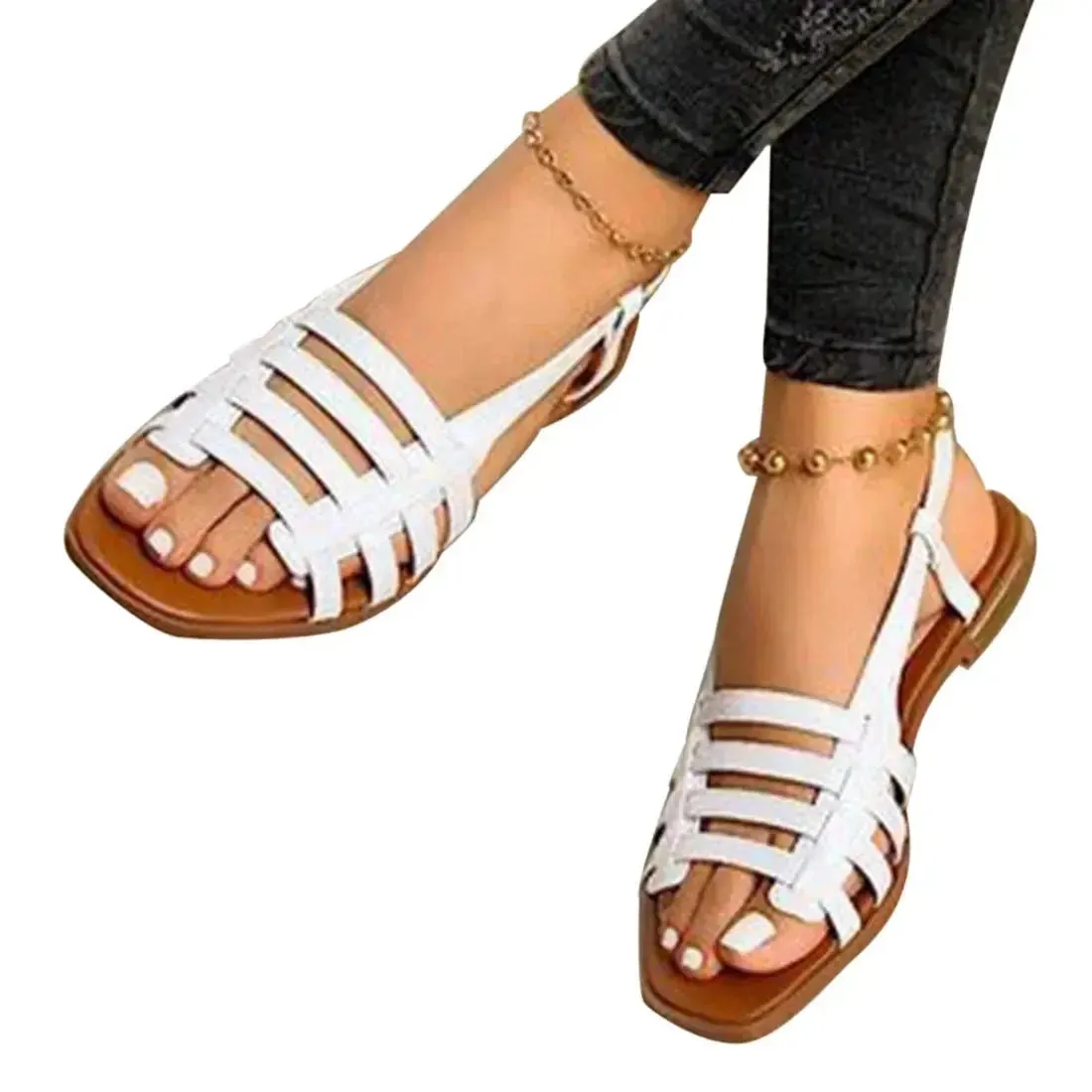 Women Sandals Woman Summer Hollow Out Roman Shoes Women's Gladiator Open Toe Beach Flats Ladies Footwear