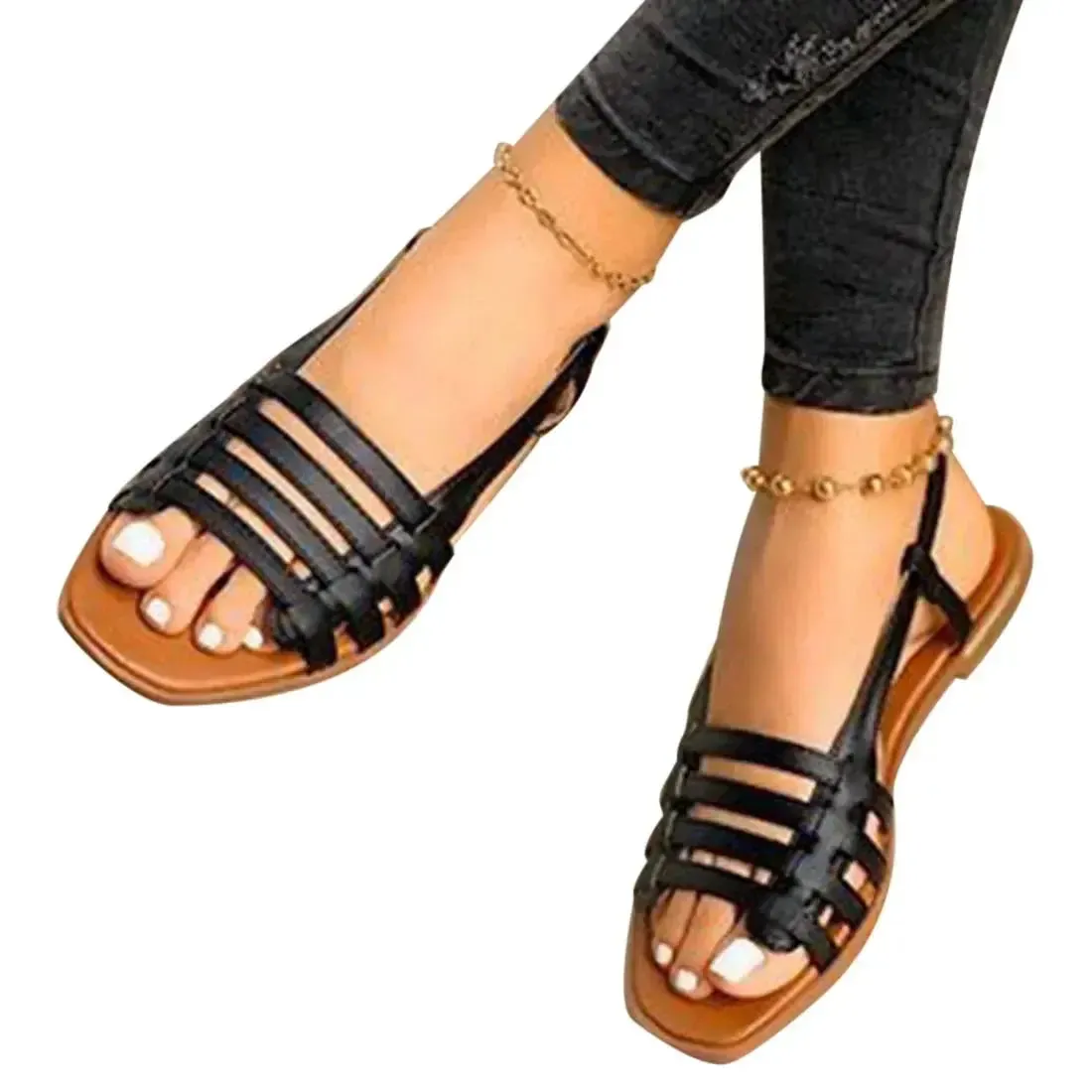 Women Sandals Woman Summer Hollow Out Roman Shoes Women's Gladiator Open Toe Beach Flats Ladies Footwear
