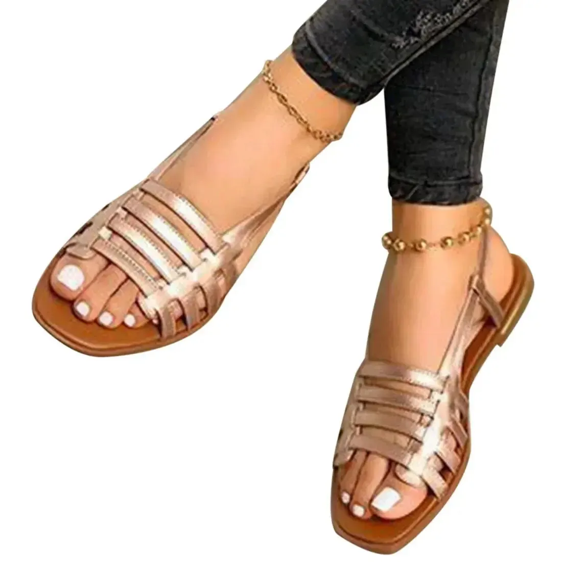 Women Sandals Woman Summer Hollow Out Roman Shoes Women's Gladiator Open Toe Beach Flats Ladies Footwear