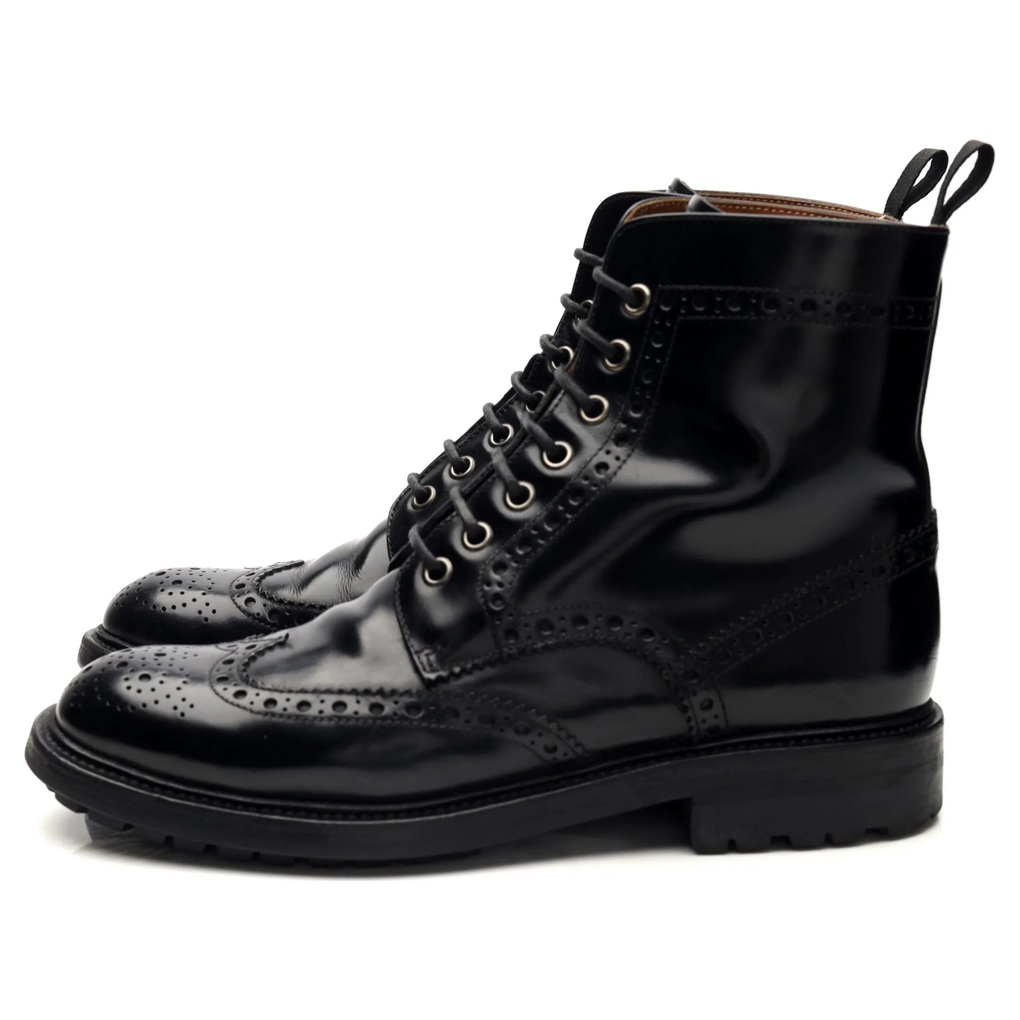Women's 'Angelina 2' Black Leather Brogue Boots UK 5.5 EU 38.5