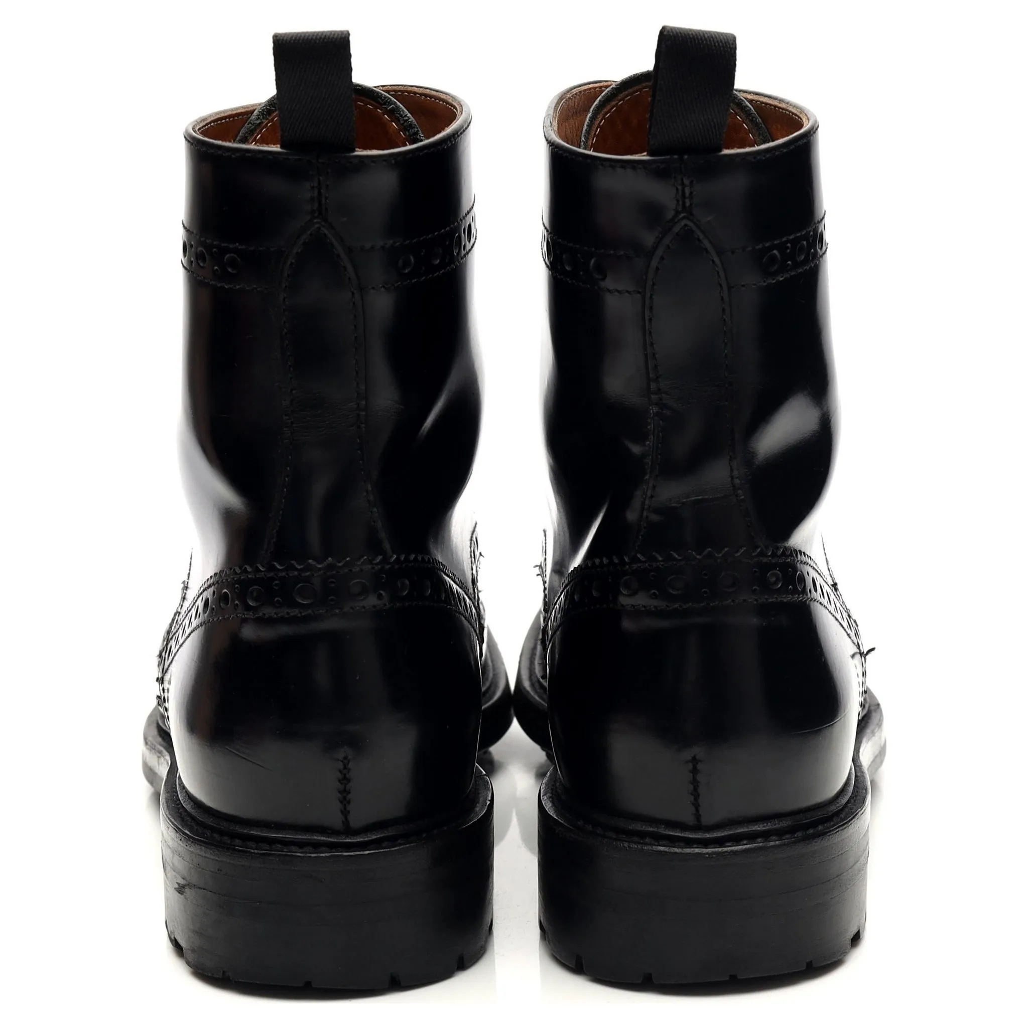 Women's 'Angelina 2' Black Leather Brogue Boots UK 5.5 EU 38.5
