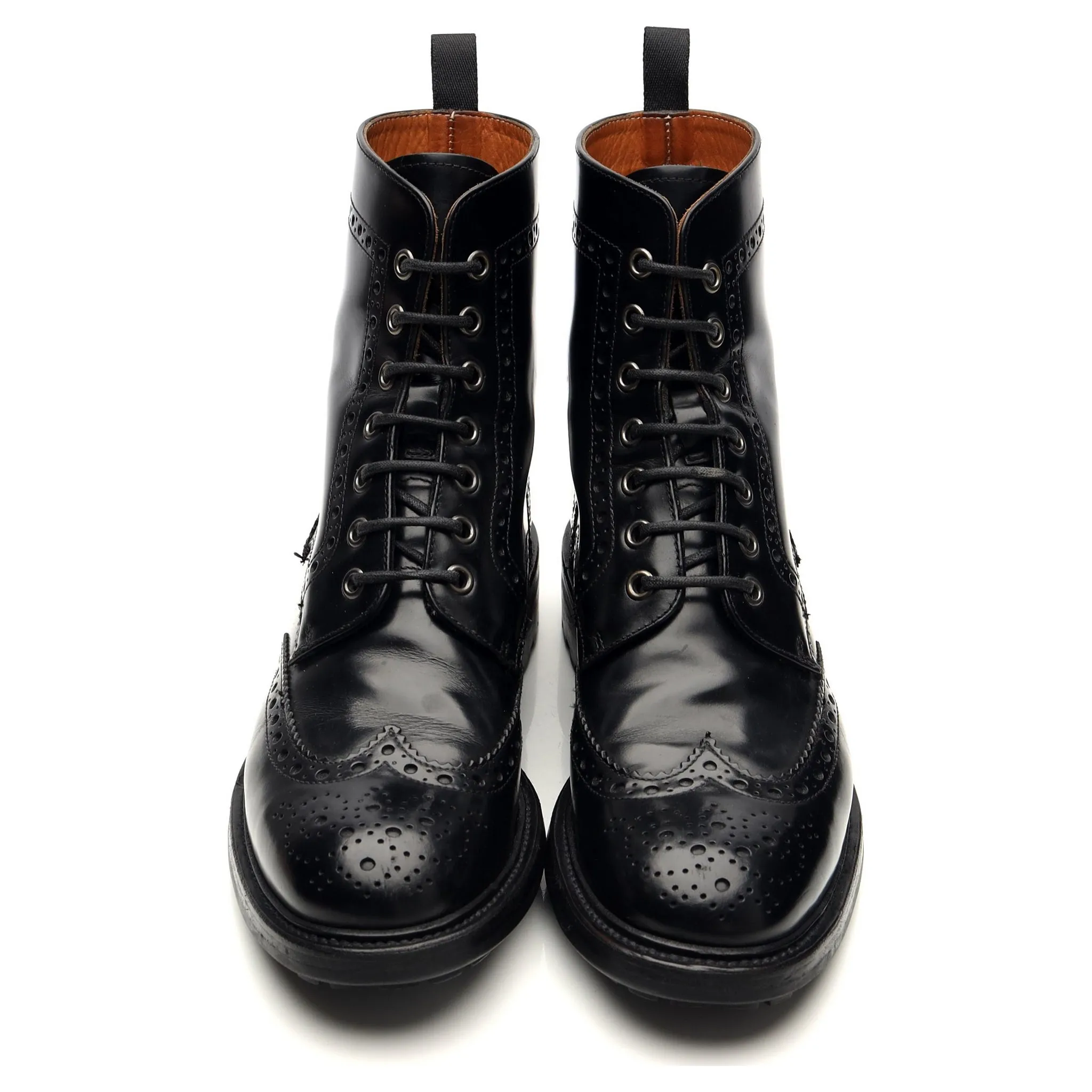 Women's 'Angelina 2' Black Leather Brogue Boots UK 5.5 EU 38.5