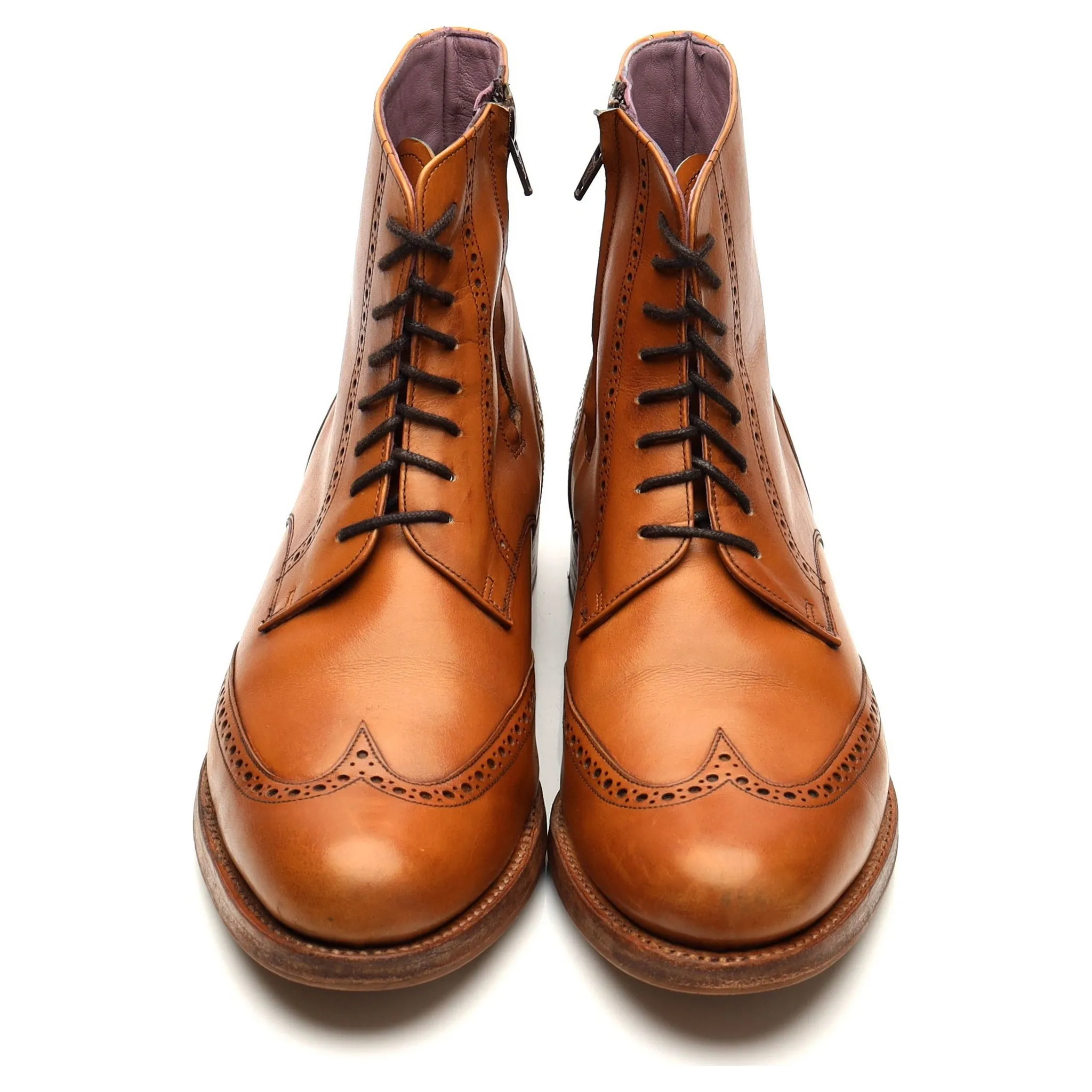 Women's 'Faye' Tan Brown Leather Brogues Boots UK 8 D