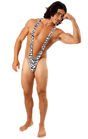 Zebra Print Borat Mankini Thong Swimsuit